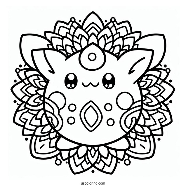 Togepi Flower Mandala Coloring Sheet