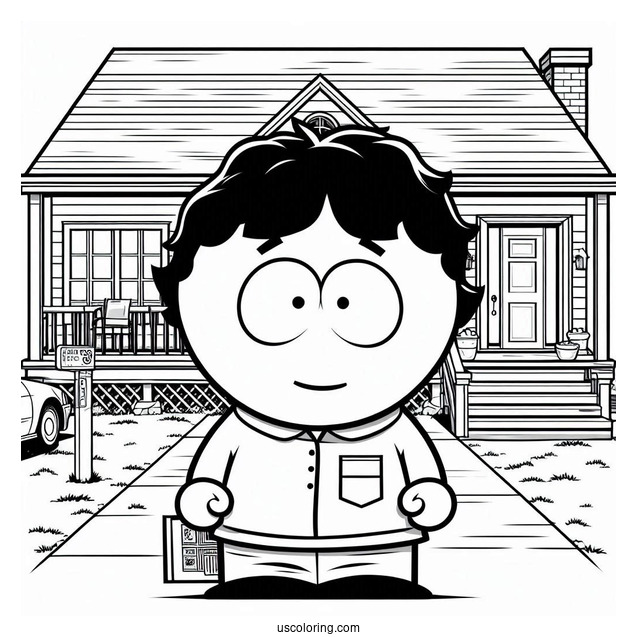 South Park Coloring Page Of Randy Marsh Standing In His Driveway