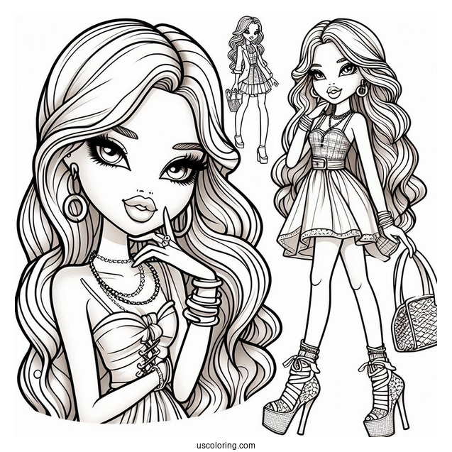 Bratz Meygan Fashion Doll Coloring In