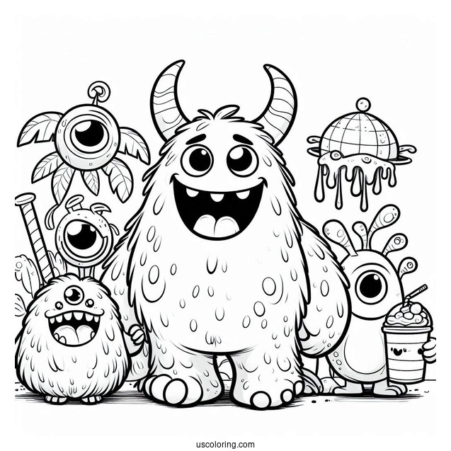 My Singing Monsters Coloring Page Of Mammott, Maw, Bowgart, And Fwog