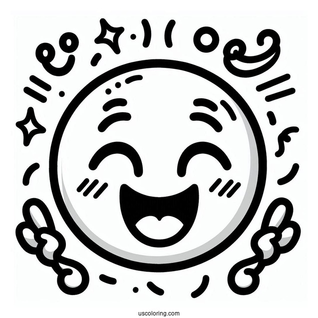 Partying Face Emoji Coloring Page