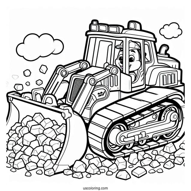 Rubble Driving Bulldozer To Color For Kids