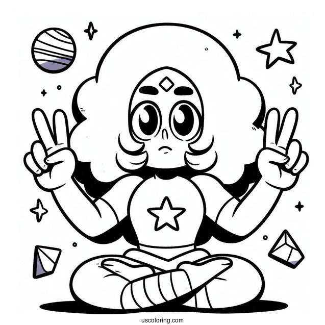 Easy Adult Steven Universe Coloring Page Doing Peace Sign For Kids