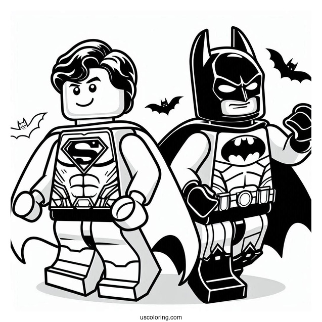 Lego Superman And Batman Coloring For Kids