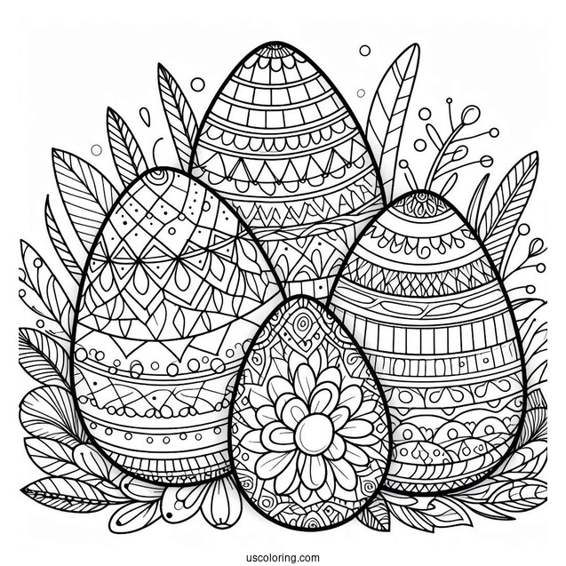 Geometric Easter Coloring Page Of Eggs