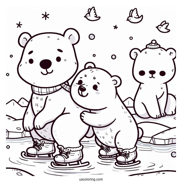 Coloring Page Of Polar Bears On Ice
