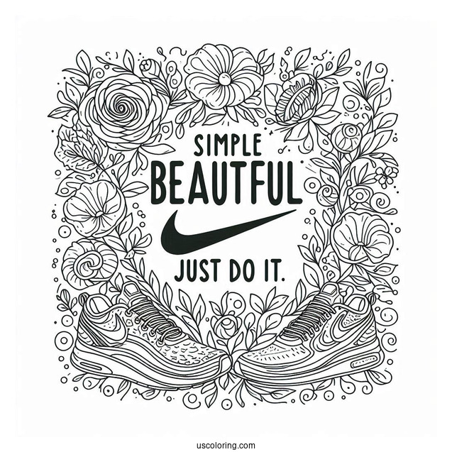 Just Do It Slogan Surrounded By Shoes Nike Coloring Page
