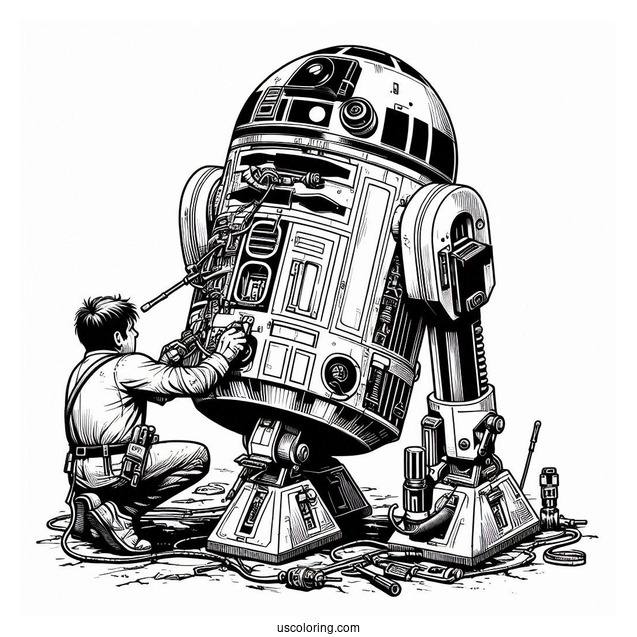 R2-D2 Coloring Page Fixing Engine