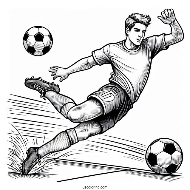 Soccer Player Doing a Slide Tackle