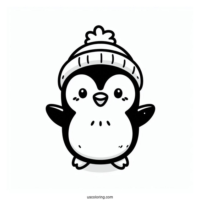 Cute Happy Penguin Coloring In For Preschoolers