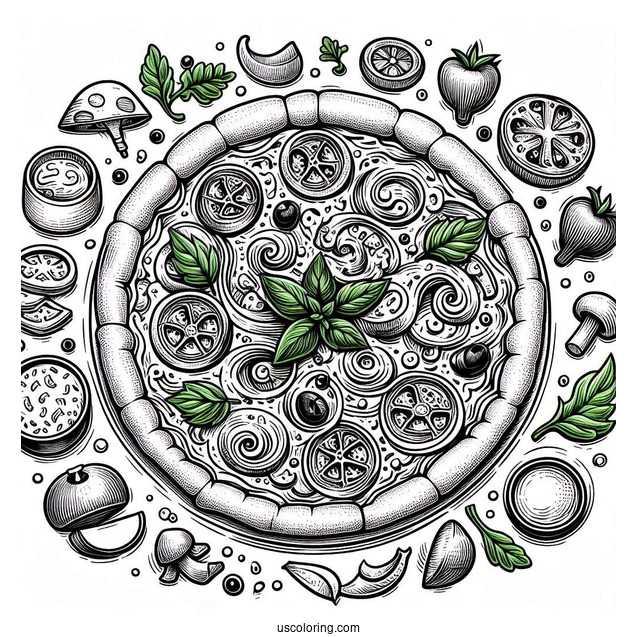Deep Pan American Pizza Coloring Page
