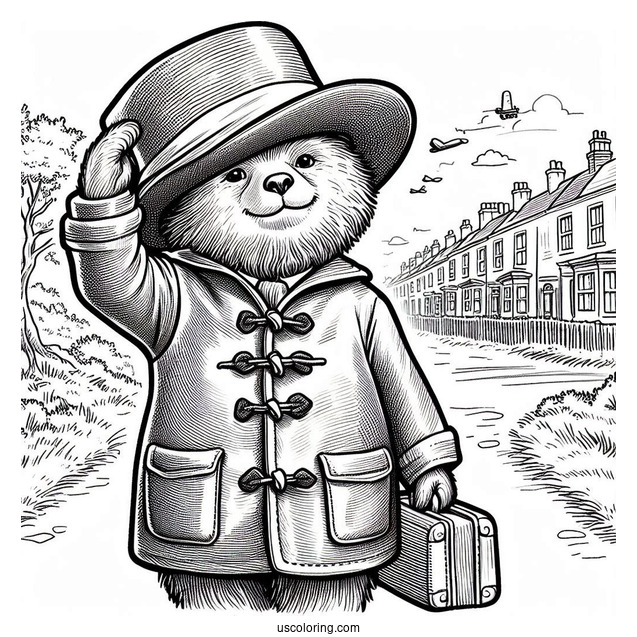 Paddington Coloring Page Tipping His Hat For Preschoolers