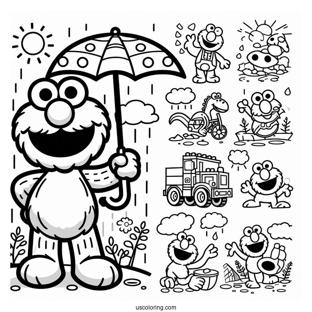 Lego Themed Elmo Coloring Page