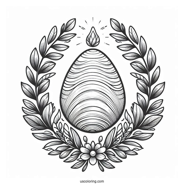 Ethereal Easter Coloring Page Of Egg With Laurel Wreath