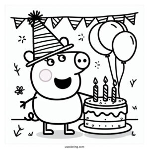 Peppa Pig Happy Birthday Coloring Sheet For Kids