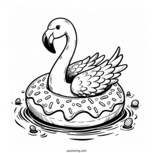 Flamingo Floating On an Inflatable Donut