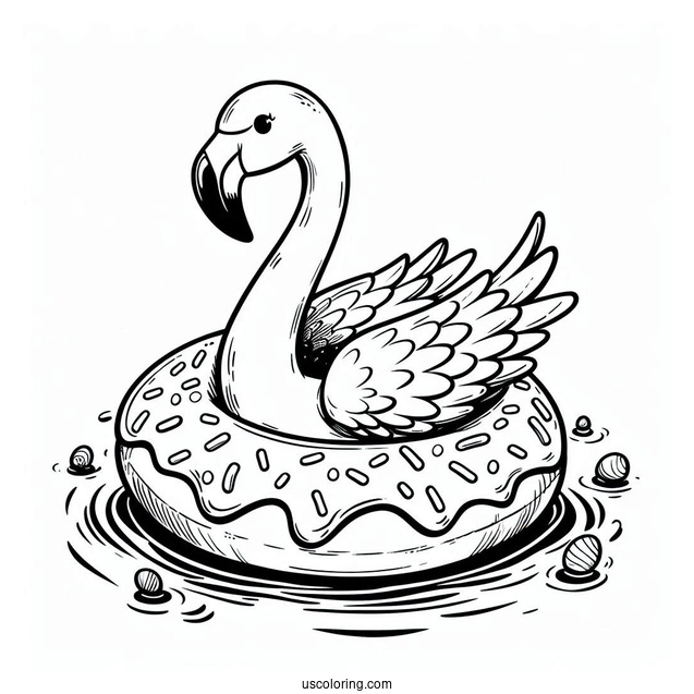 Flamingo Floating On an Inflatable Donut