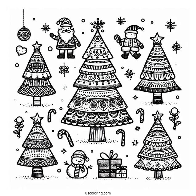 Christmas Trees With Mini Santas