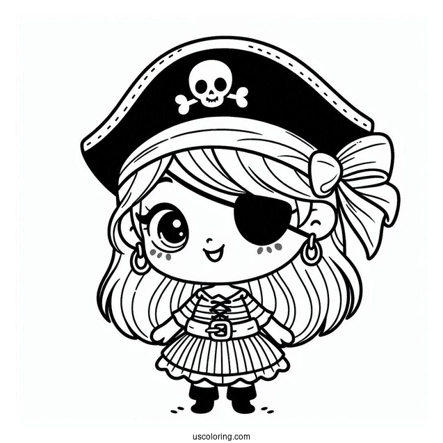 Cartoon Pirate Coloring Page With An Eyepatch For Kids