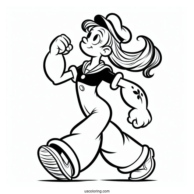 Cool Popeye Coloring Page Walking For Kids