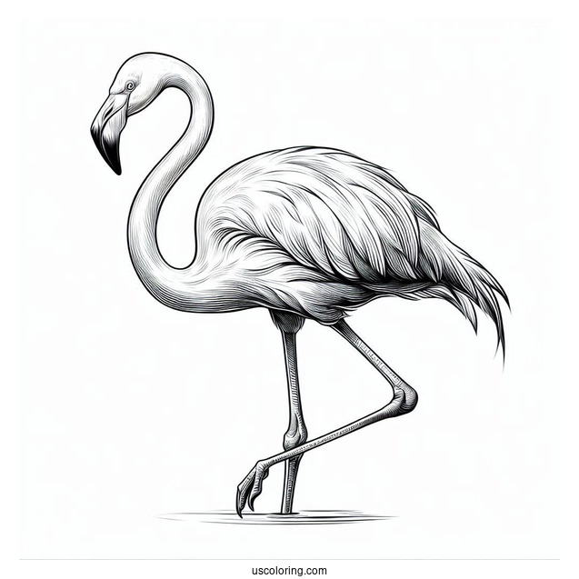 Realistic Flamingo Coloring Page