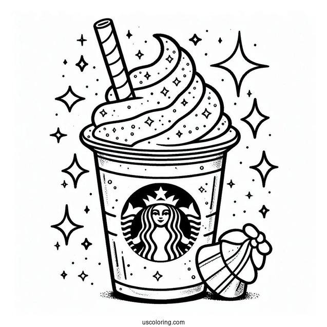 Sparkly Starbucks Coloring Page Frappe For Kids