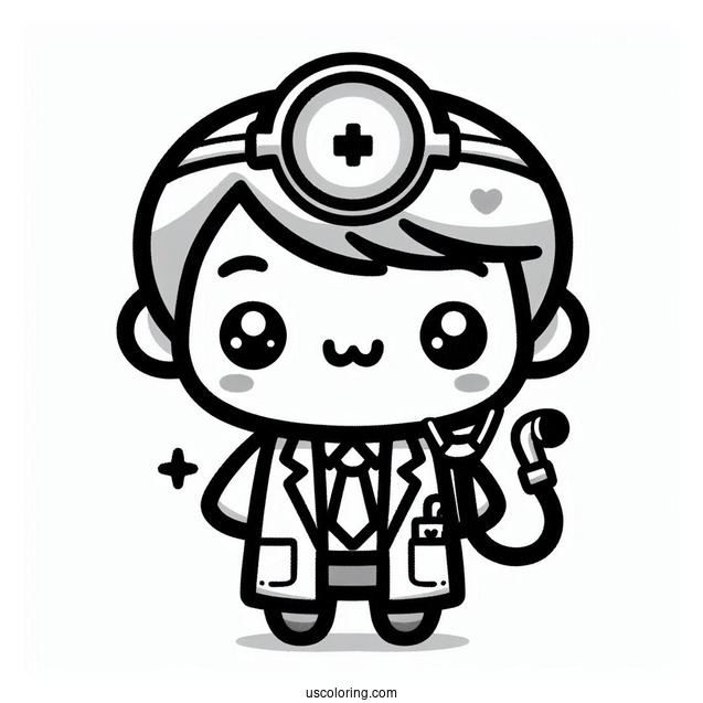 Kawaii Doctor With A Coat Coloring Page For Kids