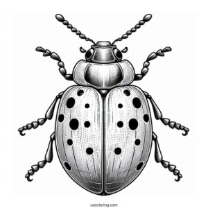 Top View Orange Lady Beetle Coloring Page