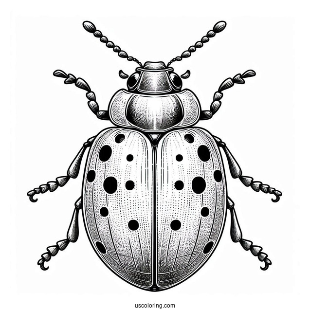 Top View Orange Lady Beetle Coloring Page