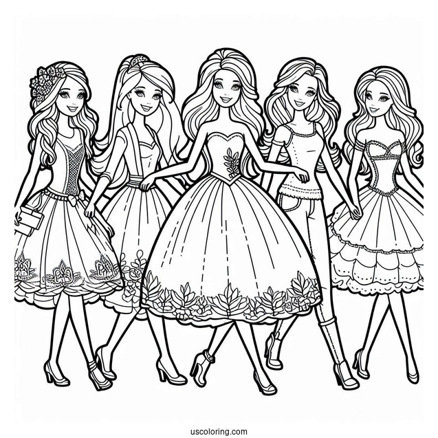Barbie Friends Forever Coloring Page