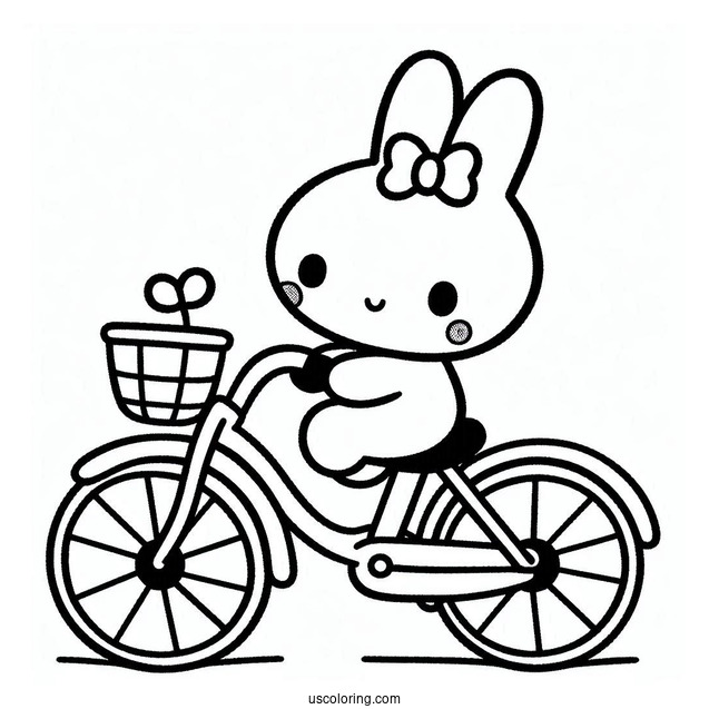 Miffy Coloring Page On A Bicycle For Preschoolers