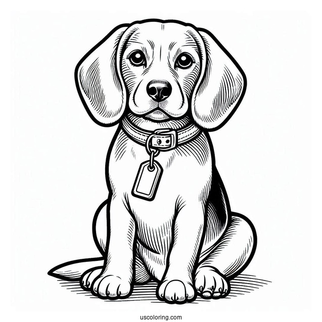 Adult Beagle With Collar And Tag