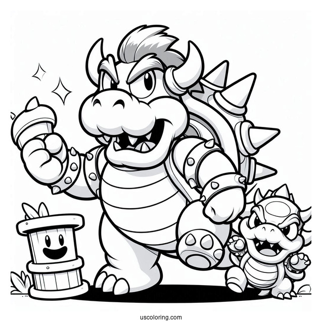 Super Mario And Bowser Coloring Sheet