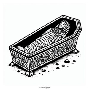 Egyptian Coffin With Mummy Coloring Page Inside