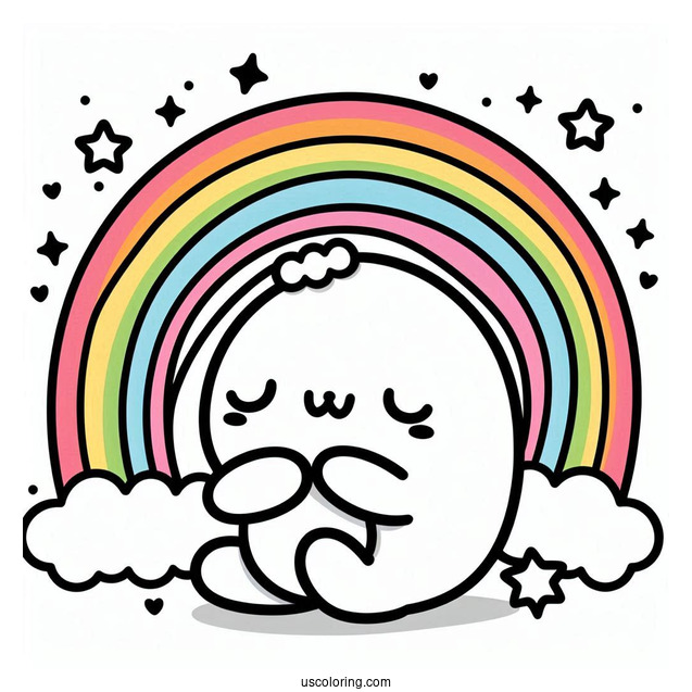 Cute Toy Pompompurin Hugging Rainbow