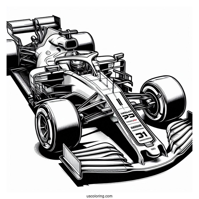 F1 Coloring Page Haas VF 22 Race Car