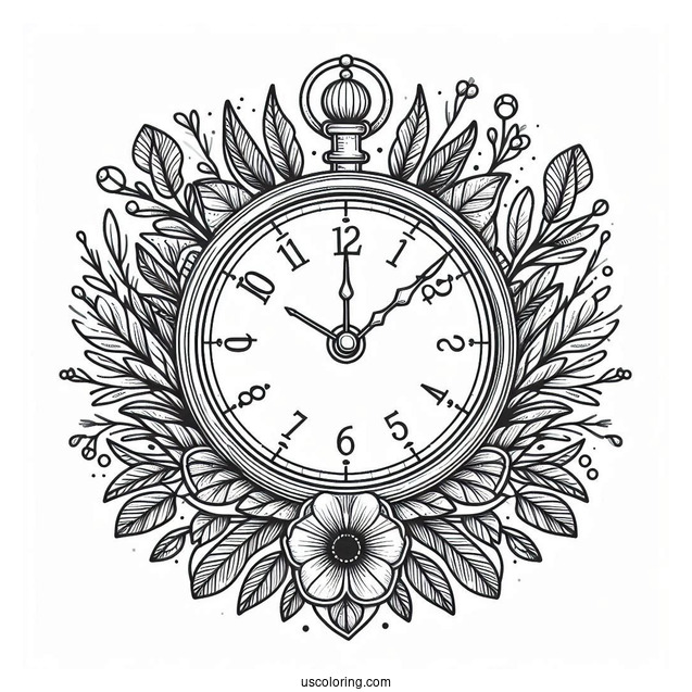 Clock Coloring Page With Minutes And Hours