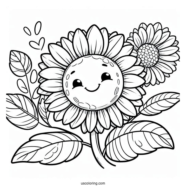 Flower Coloring Pages Of Smiling Sunflower For Preschoolers