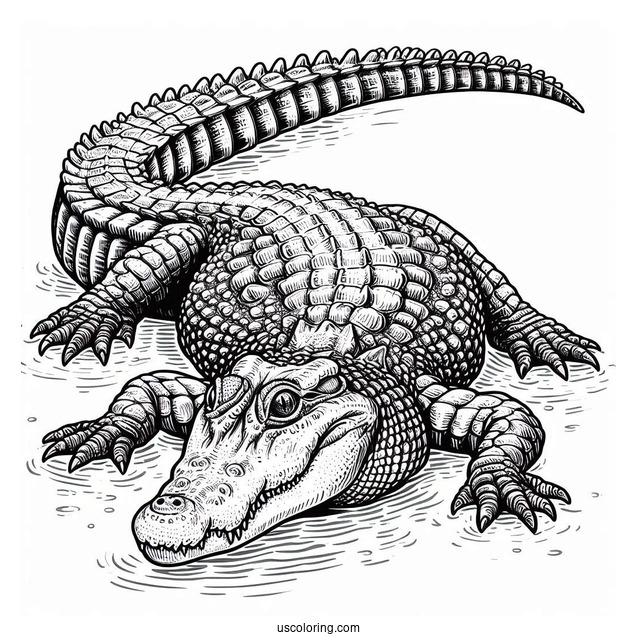 Realistic American Crocodile Coloring Page