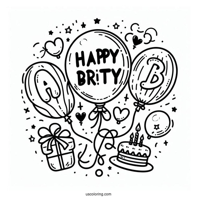 Happy Birthday Letter Balloons To Color
