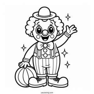 Easy Coloring Page of Clown for Preschoolers
