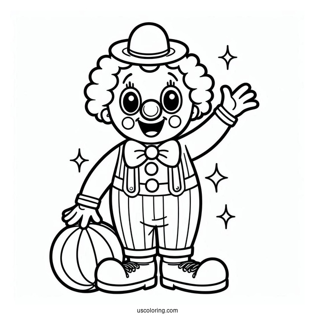 Easy Coloring Page of Clown for Preschoolers