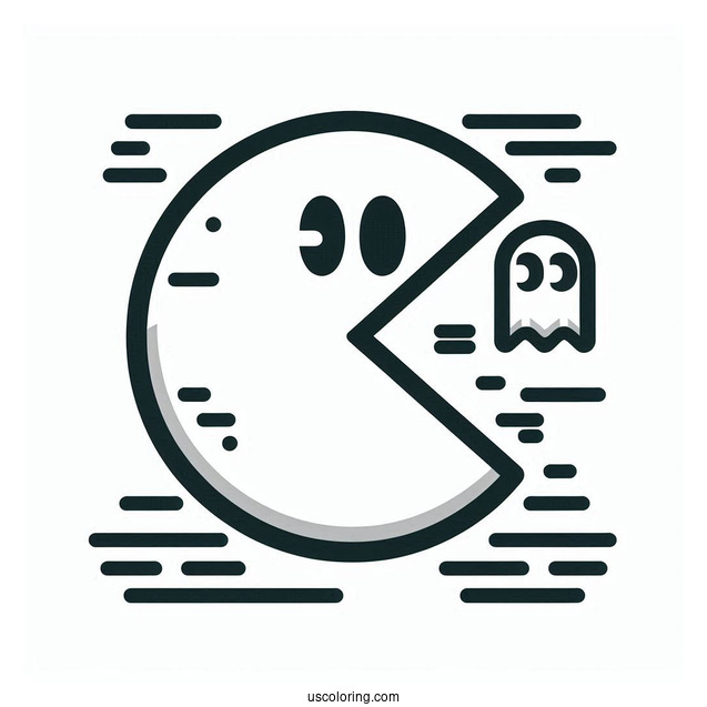 Iconic Pac-Man Coloring Page And Ghosts Outline For Preschoolers