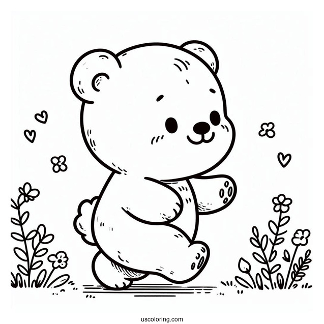 Simple Baby Bear Coloring Page WalkingFor Kids