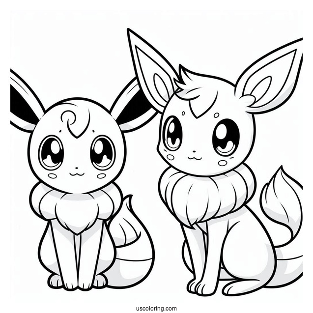 Coloring Page Of Cute Espeon For Kids