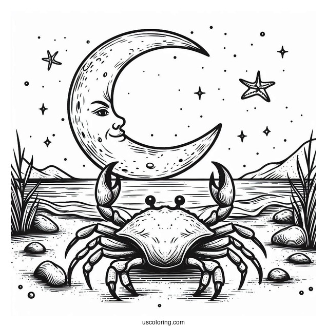 Nigerian Moon Crab Coloring Page At The Beach