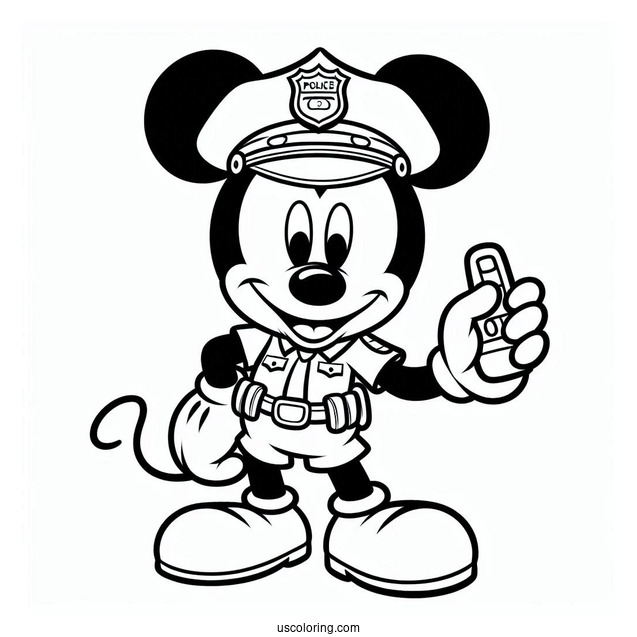 Mickey Mouse Police Officer Coloring Page