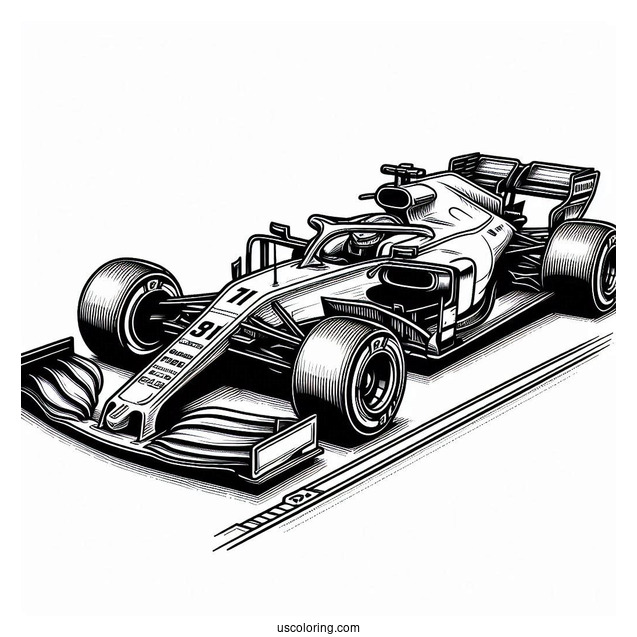 Detailed Coloring Page Of Formula 1 Car