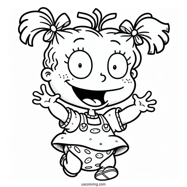 Rugrats Coloring Page Of Happy Angelika Pickles Waving