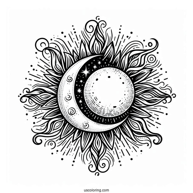 Crescent Moon In Front Of The Sun